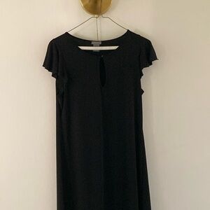 Ann Taylor Black Flutter Sleeve Midi Dress